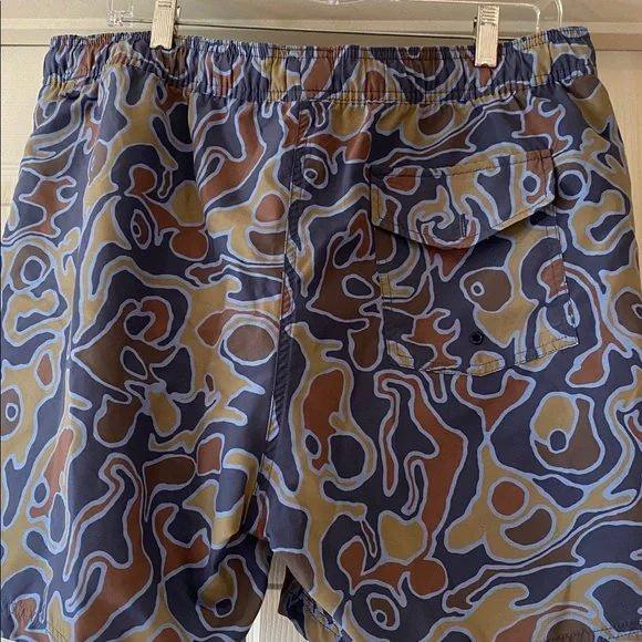 Todd Snyder Abstract Blue and Brown Swim Trunks Sz L.SEE PICTURES. Box23